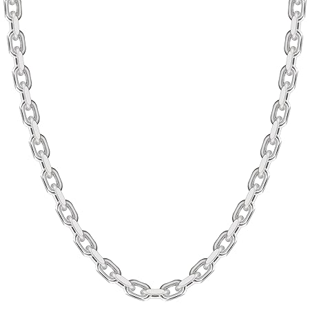 [新宿銀の蔵] あずきチェーン 2面カット 長さ40～60cm (45cm) 幅約4.3mm シルバー 925 ネックレス チェーン ネックレスチェーン メンズ sv チェーンのみ