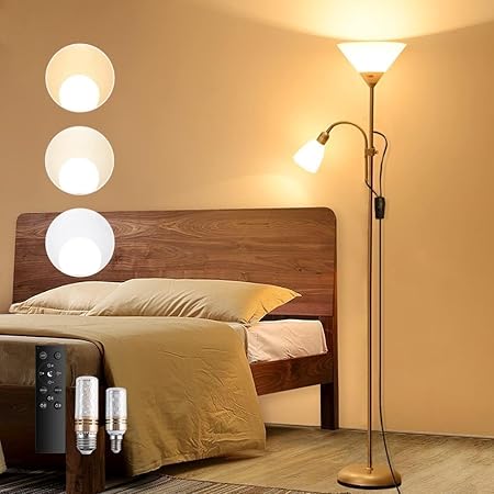 Arayuru フロアランプ LEDスタンドライト インテリア照明 間接照明 パーフロアスタンド アッパーフロアスタンド トーチ型 北欧風 おしゃれ シンプル 2灯LED電球付き