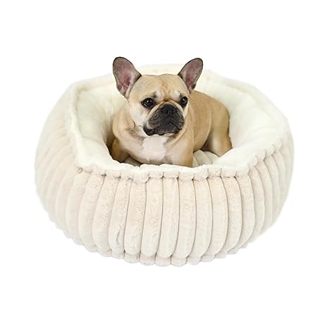 犬用 ペットベッド クッション 丸型 ドーナツ型 ラビットファー フェイクファー 暖かい 新型 フレンチホイホイ 冬 プレゼント 60cm ふわふわ かわいい 洗える 小型犬 中型犬 猫 ピンク グレー KM865G