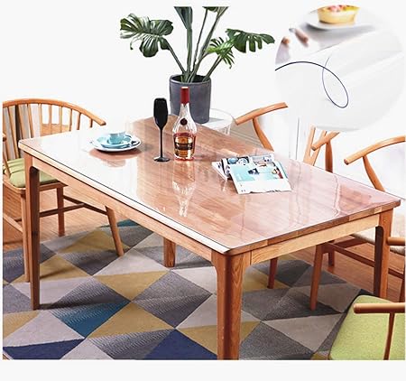 ZIJINJIAJU テーブルクロス 透明 ， デスクマット，防水，耐油，厚手，テーブルクロスビニール，1.0mm 1.5mm 2.0mm 3.0mm ， カット,耐熱長方形 撥水耐久汚れに耐える手入れ簡単サイズ選択可能,カスタマイズ可能， (透明3.0mm, 75*120)