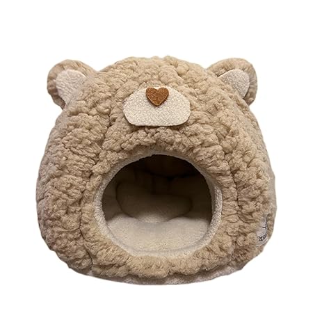 [イノヤ] ハムスター ハウス 寝袋 寝床 ふわふわ 暖かい ハムスターハウス 巣箱 小動物ベッド 寒さ対策 防寒 保温 ペット用品 ドームベッド 柔らか あったか かわいい お家 小屋 ブラウン 遊び場 休憩所 10cm 水洗い可能
