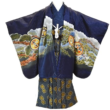 [部坂呉服店ＨＥＳＡＫＡ] 七五三 着物 男の子 3歳 13点 セット / 14(紺・鷹に富士)