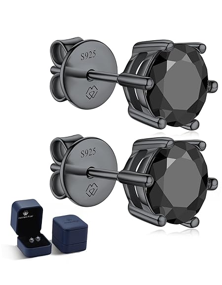 MomentWishモアサナイト ピアス 黒 メンズ レディース ピアス モアッサナイト 金属アレルギー対応 男女兼用 人気 プレゼント-6フォーク 1カラット