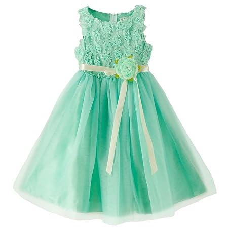 [キャサリンコテージ] 結婚式 発表会 フラワーガール バラのラメチュール ドレス 子供ドレス PC728YK 100cm ミントグリーン TAK