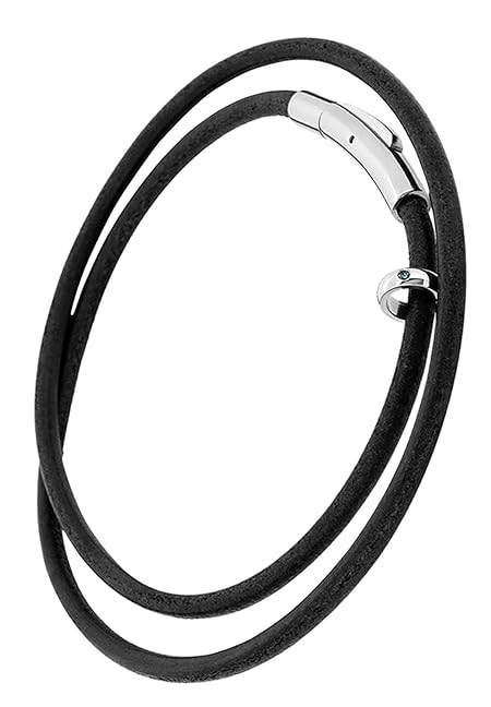 [クローストゥーミー] 特 別 仕 様 レザー アンクレット (ブルーダイヤチャーム付き・ブラック・Lサイズ) メンズ