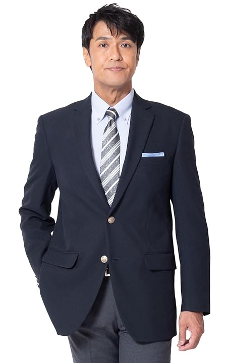 [ユナイテッドゴールド] ジャケット メンズ 紺ブレ 紺ブレザー チャコール オールシーズン 春夏 秋冬 ビジネス オフィス ジャケパン ゴルフ 【ネイビー】 E体(大きなサイズ) 8号(3L)