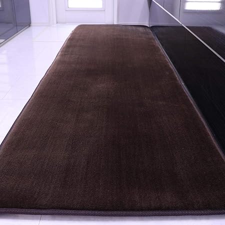 フリーリー キッチンマット 台所マット 低反発 極厚25mm 抗菌 防ダニ 65*240cm 厚手 大判 オールシーズン 滑り止め付 洗える 丸洗い サイズ(ブラウン)