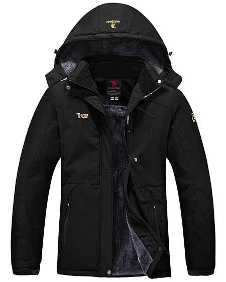 [YSENTO] レディース フリースジャケット アウトドアジャケット 登山服 スキー コート保温 フード付き 取り外し可能 防風 防撥水 秋冬用 裏起毛 ブラック M