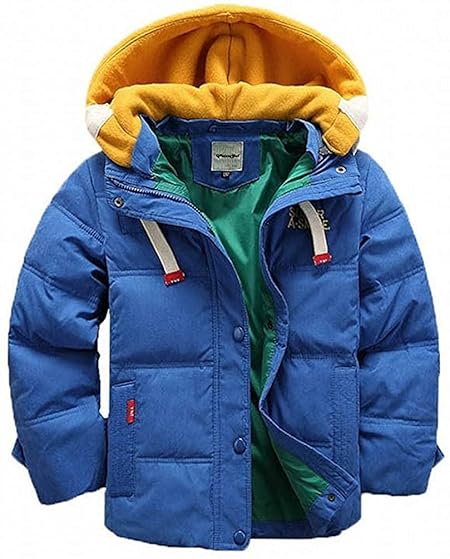 [チーアン　Ｔｉａｎｎ] 子ども ダウンジャケット ダウンコート 中綿コート キッズ 防寒 フード付き アウター 男の子 冬 ボーイズ ブルー