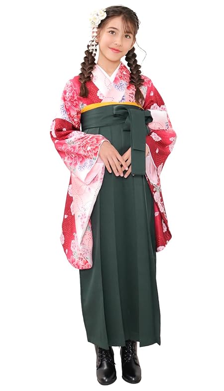 [KYOETSU] [キョウエツ] 袴 セット 卒業式 小学生 女の子 卒業式袴 小学生袴 袴セット はかまセット 華やかジュニア (袴 紐下80, 5.可憐花爛漫)