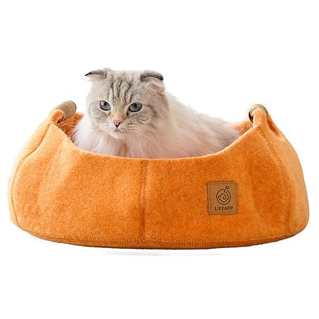 【OFT】 フェルトキャットベッド COHALU(コハル) パンプキンオレンジ ペット 猫 犬 ハウス クッション ねこ おしゃれ 小型犬 ウール 白 かわいい 涼しい フェルト 暖かい