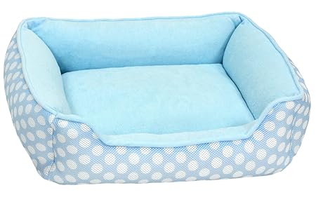 PetStyle ペットベッド 犬 猫 ベッド マット 夏用 洗える メッシュ カバー ふわふわ 2WAY かわいい おしゃれ ソファ カドラー スクエア型 Mサイズ (春夏/ブルー)