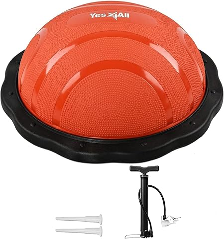 イエスフォーオール(Yes4All) ハーフボールバランストレーナー レッド/ブラック エクササイズ用 スタビリティボール ホームジム/フルボディワークアウト 【日本正規輸入品】