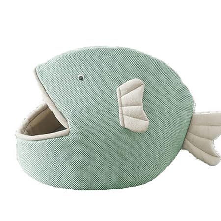 ペットハウス ドーム型 ペットベッド 魚 キャットハウス ペットソファー ハウス 可愛い ベッド 丸洗い ペットクッション ペット 猫用 犬用 マット あったか 通年 グリーン 小型犬 L ふわふわ ふかふか モコモコ 小動物用