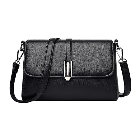 [LASTOS] ショルダーバッグ レディース 斜めがけ 小さめ ポシェット 軽量 ミニバッグ PUレザー (ブラック)