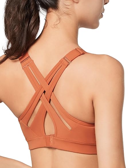 イベット スポーツブラ 揺れない レディース クロスバック 速乾 調整可能 ハイサポート スポブラ 大きいサイズ ランニング トレーニング ジム スポーツブラジャー S Plus オレンジ