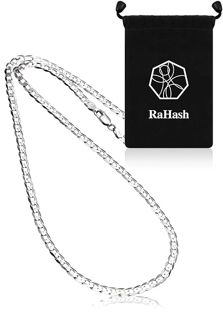 [RaHash] ネックレス チェーン メンズ 喜平 シルバー 925 ブランド [ 銀 6面カット 幅3ｍｍ ] [ 55cm ]