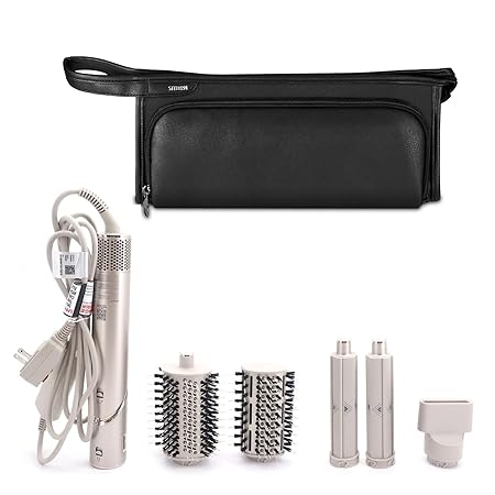 SITHON トラベルキャリーケース ダイソン エアラップ スタイラー/シャークスピードスタイル フレックススタイル用 PUレザー 防水 収納オーガナイザーバッグ ポケット付き ダイソン 超音速ヘアドライヤー用 (バッグのみ) (ブラック)
