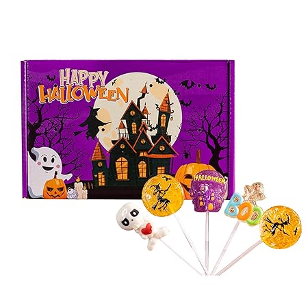 ハロウィン お菓子 キャンディー 12本セット 4種（ドクロ+HALLOWEEN+おばけ+魔女） 駄菓子 ハード お菓子 ギフト 詰め合わせ - ハロウィン 限定 飴 個包装 棒付きキャンディ 大容量 業務用 パーティー お菓子 仮装 飾り 人気 ギフト (ハロウィン お菓子 12本セット)