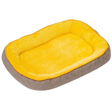 [JUI3N] 犬 ベッド ふわふわ 洗える 小型犬 中型犬 ペットベッド 暖かい オールシーズン イエロー 猫ベッド 42*34*10 ペットクッション あったか 防寒 冬用 かわいい クリスマス ギフト おしゃれ ぐっすり眠れる 丈夫 柔らかい ペットマット