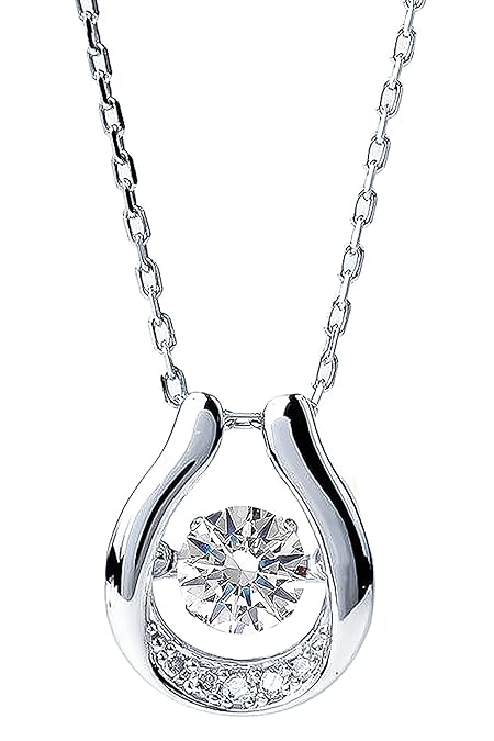 PLUSTER ダンシングストーン ネックレス レディース ダンシング クロスフォー (馬蹄 ホースシュー シルバー925) 純銀製 揺れる H&C キュービック ジルコニア ラインストーン チェーン シンプル 人気 女性 誕生日 記念日 プレゼント ギフト [ギフトボックスセット] 母の日 ジュエリー プラスター 対象ジュエリー