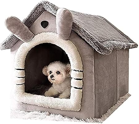 Kisigim ペットハウス ドーム型 ペットベッド 犬 猫 ベッド 冬 洗える ふわふわ あったかい 犬 猫ハウス 人気 おしゃれ 折りたたみ式 キャットハウス 猫こたつ 寝袋 暖かい ふわふわ 休憩所 遊び場 冬用 暖かい巣 取り外し可能ハウス ペット用品 猫グッズ 寒さ対策 (L)