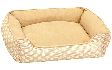 PetStyle ペットベッド 犬 猫 ベッド マット 夏用 洗える メッシュ カバー ふわふわ 2WAY かわいい おしゃれ ソファ カドラー スクエア型 Mサイズ (春夏/ベージュ)