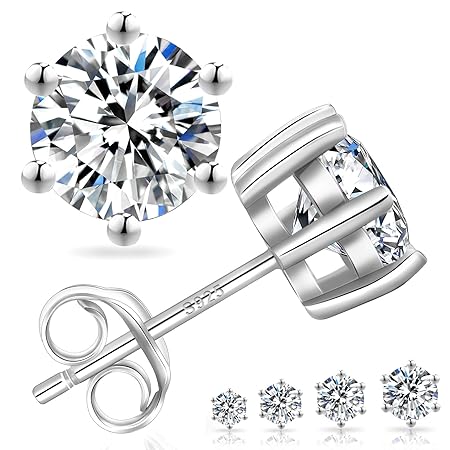 KRKC&CO モアッサナイト スタッドピアス メンズ 6本爪 計3カラット シルバー925 一粒ダイヤ モアサナイト イヤリング 両耳 Dカラー VVS1クラリティ鑑定書付き キラキラジュエリー 結婚 婚約