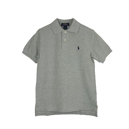 (ラルフローレン) POLO Ralph Lauren ボーイズサイズ ワンポイント 鹿の子 ポロシャツ (XL(18-20), NW GRY/NAVY) [並行輸入品]