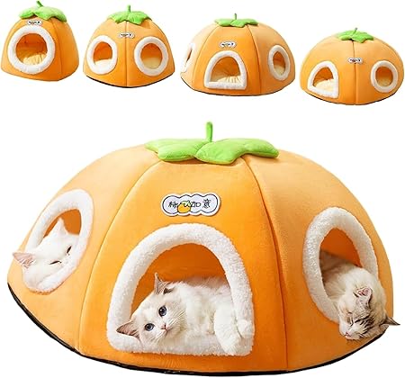 猫ベッ 猫トンネル多頭飼い ペットベッド ソフトマット 綿 猫 クッション 柿 型 ペットハウス 猫ハウス 猫 ペットハウス ドーム型犬猫兼用 滑り止め かわいい 冬 年中使える 柔らかい ふわふわ 丈夫 水洗い可能