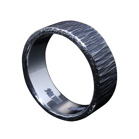 [龍頭] シルバー 950 ゴザ目 鎚目 槌目 リング シンプル メンズ 13号