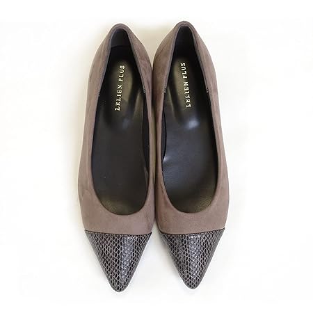 [アミアミ] 累計16万5630足突破 ローヒールパンプス フラットパンプス 1cmヒール パンプス レディース 歩きやすい 痛くない CX2415 (35(23.0cm), パイソン/グレー(スエード))