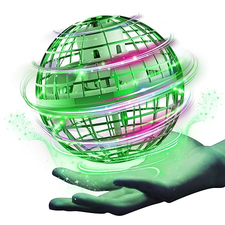 Gimamaフライングボール ジャイロ 飛行ボールトイ UFOおもちゃ ブーメランスピナー LEDライト付き クリスマス 人気を集めているプレゼント (グリーン)