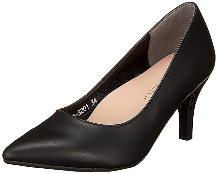 [オリエンタルトラフィック] パンプス 跳べる ポインテッドトゥ 7cmヒール 大きいサイズ 小さいサイズ 歩きやすい 疲れにくい フィット感 クッション入り ビジネス 機能性 R-3201 レディース スムースブラック 25.0 cm E