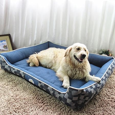 [新作店舗] ペット用ベッド・マット　犬　猫　ドーム　スクエア型　ふかふかハウス　柔らかい　ぐっすり眠る　クッション　かわいい　ブルー