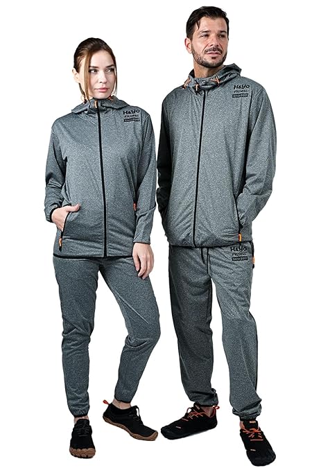 [H&Yo] サウナスーツ メンズ レディース 男女兼用 サウナグッズ ジャージ素材のダイエットスーツ 発汗サポート 高い保温性と伸縮性 検査済 (グレー, L)