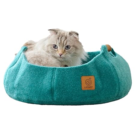 【OFT】 フェルトキャットベッド COHALU(コハル) ターコイズグリーン ペット 猫 犬 ハウス クッション ねこ おしゃれ 小型犬 ウール 白 かわいい 涼しい フェルト 暖かい