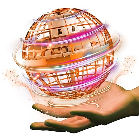 Gimamaフライングボール ジャイロ 飛行ボールトイ UFOおもちゃ ブーメランスピナー LEDライト付き クリスマス 人気を集めているプレゼント (オレンジ)