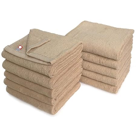 今治タオル 業務用 フェイスタオル 10枚組 エムカラー 34x86cm エステサロン用 全100色 軽量薄手 (No.14 ベージュ) mc-ft10