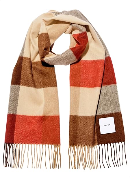 [matti totti] Antique × Brown カシミヤ マフラー カシミア マフラー 大判 厚手 レディース チェック柄 チェック ストール 100 女性 ロング リバーシブル カシミヤマフラー カシミアマフラー ギフト プレゼント B0011B-37