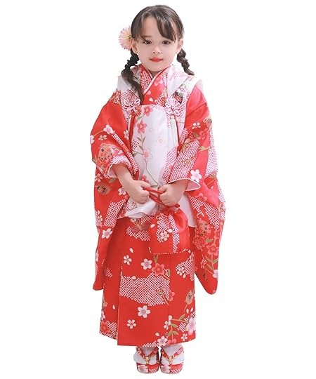 [KYOETSU] [キョウエツ] 着物セット 七五三用 3歳用 被布セット 華やかA 9点セット(柄被布、柄着物、伊達衿、長襦袢、髪飾り、巾着、草履、腰紐、足袋) ガールズ (2.桜鞠の華)