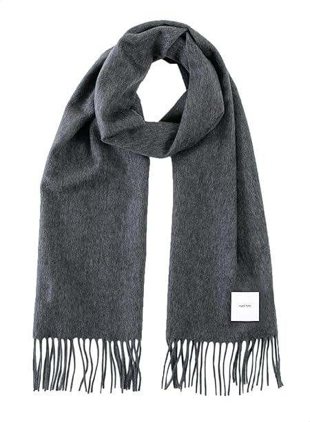 [matti totti] 05.Mグレー カシミヤ マフラー カシミア 100% 大判 厚手 レディース 無地 ストール 女性 ロング ギフト プレゼント A0015B-5
