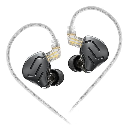 KZ ZAXメタルヘッドセット7BA+1DDハイブリッド16ドライバーHiFiベースイヤホンイヤモニターヘッドフォンスポーツノイズキャンセリングイヤホン(マイクなし、ブラック)