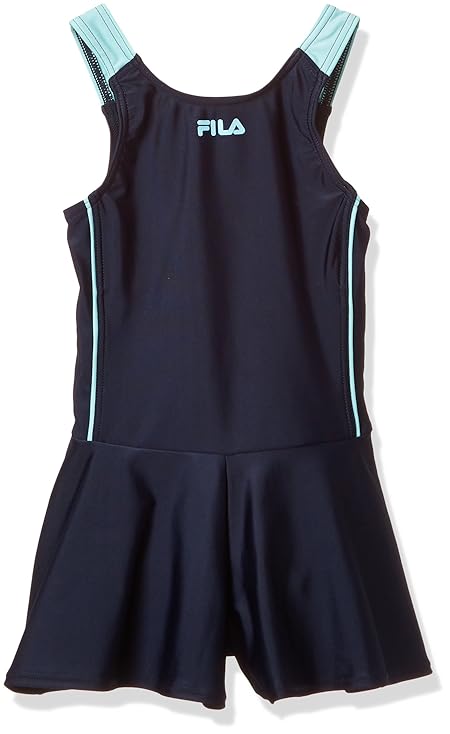[フィラ] ロゴデザインワンピース水着 ロゴデザイン キュロットワンピース水着 124685 ガールズ ネイビー×サックス 140