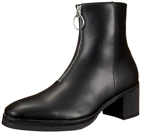 [グラベラ] ブーツ フロントジップ ハイヒール ヒールブーツ ロングノーズ 7.0cmヒール メンズブラック GLBB-215 ブラック medium