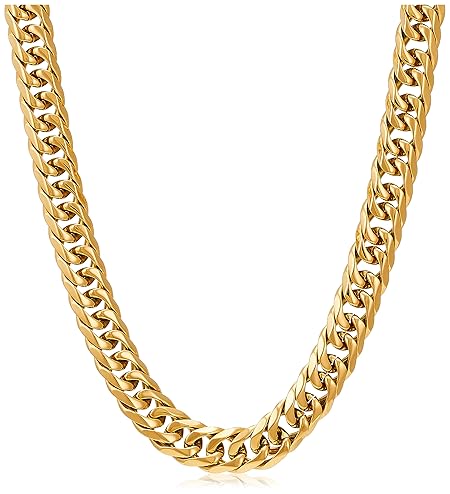 [ポリス] 喜平チェーン ステンレス ネックレス 50cm&9.5mm イエロー 専用BOX・紙袋付き GN0002601