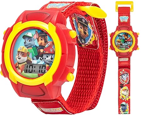 Accutime Nickelodeon 子供用 PAW5003 デジタル表示 クォーツ レッドウォッチ, レッド、イエローのベゼル。, デジタル、クォーツムーブメント。