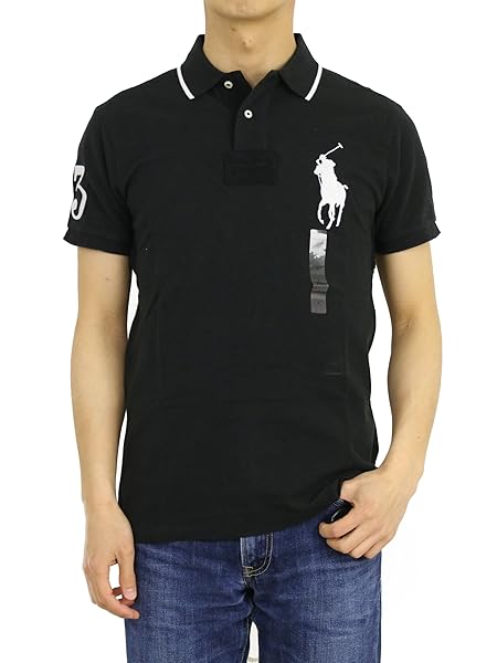 (ポロ ラルフローレン) カスタムフィット メンズ ビッグポニー 半袖 鹿の子 ポロシャツ 0105577-M-POLOBLK [並行輸入品]