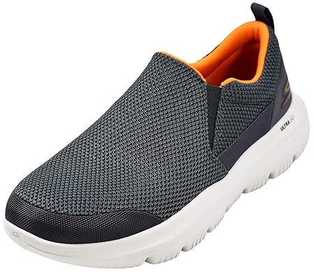 Skechers Men's Go Walk Evolution Ultra-Impeccable Sneaker, Charcoal/Orange, 8 X-Wide US