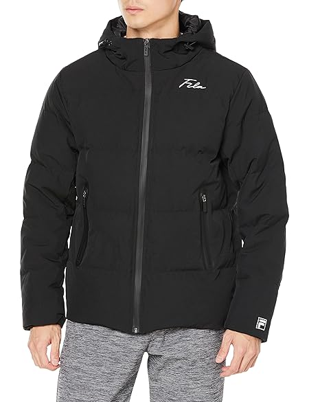 [フィラ] アウター ダウンジャケット メンズ レディース 選べる2タイプ フード付き 超撥水加工 防水 汚れ防止加工 ブルゾン アウトドア 暖かい 防寒 防風 スポーツウェア fh7942ブラック M